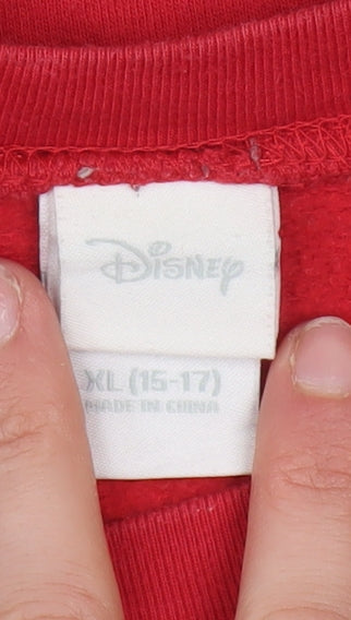 Disney Girls Red Mickey Mouse XL Sweatshirt Cotton Blend Pullover