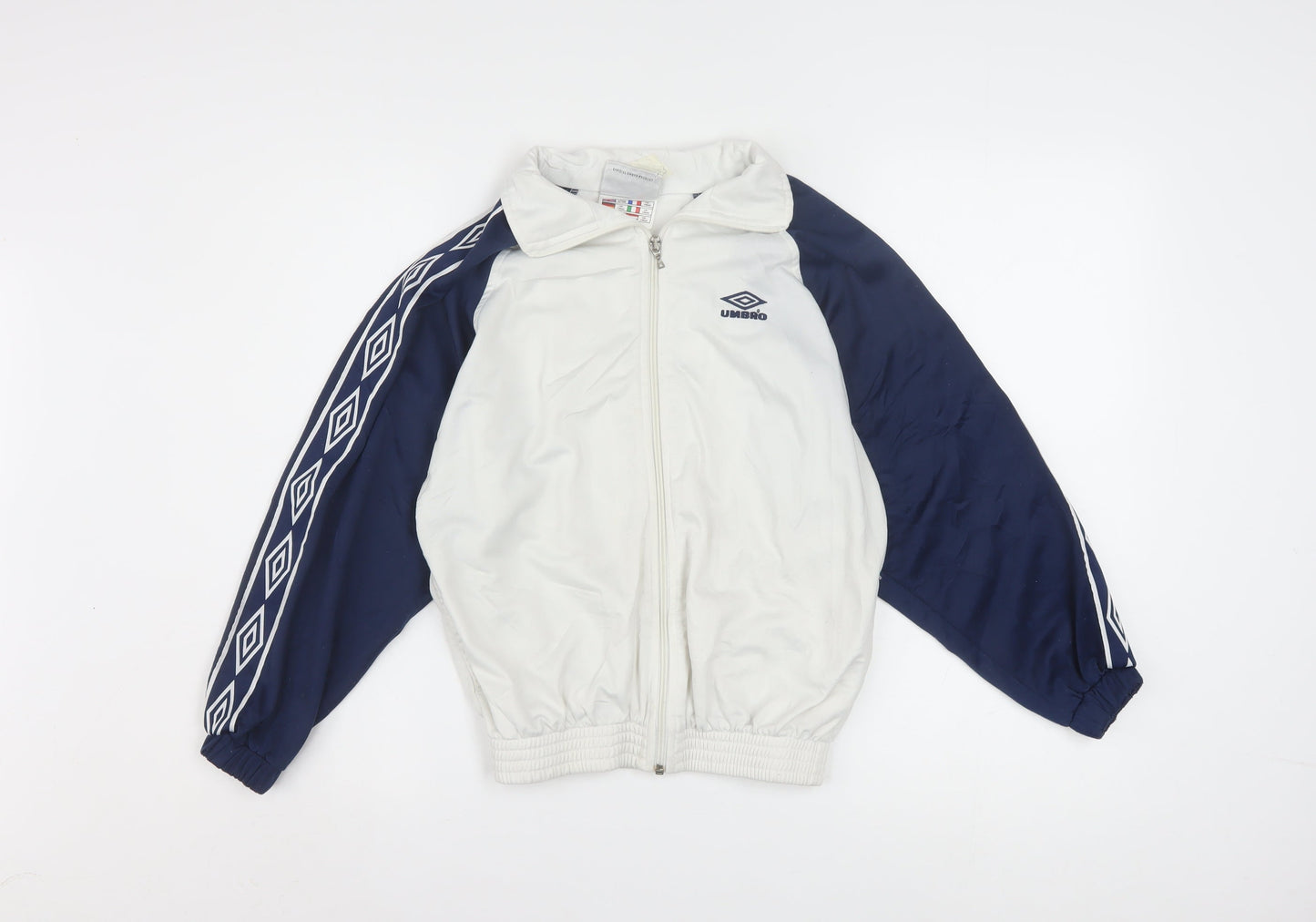 Umbro Boys White Blue Track Jacket 11 Years Full Zip Retro 90s Sportswear