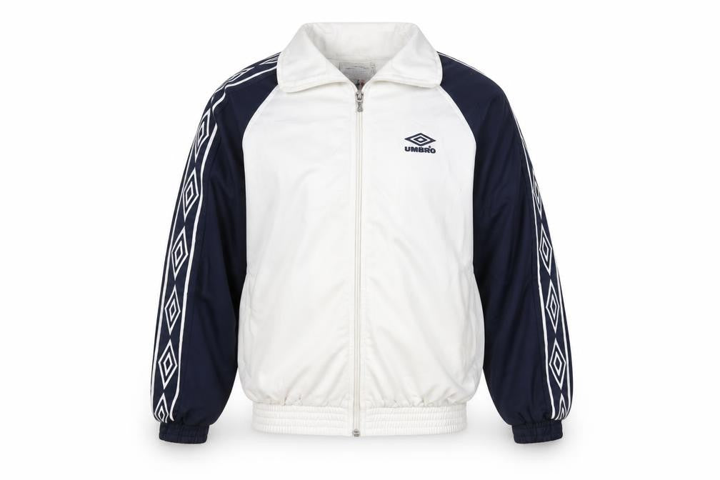 Umbro Boys White Blue Track Jacket 11 Years Full Zip Retro 90s Sportswear