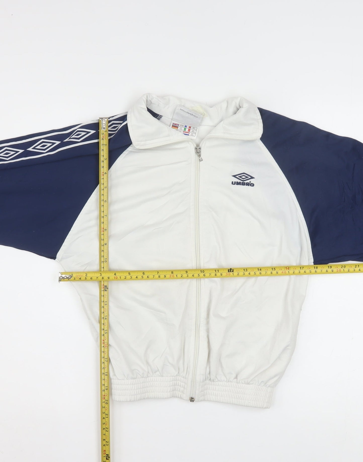 Umbro Boys White Blue Track Jacket 11 Years Full Zip Retro 90s Sportswear