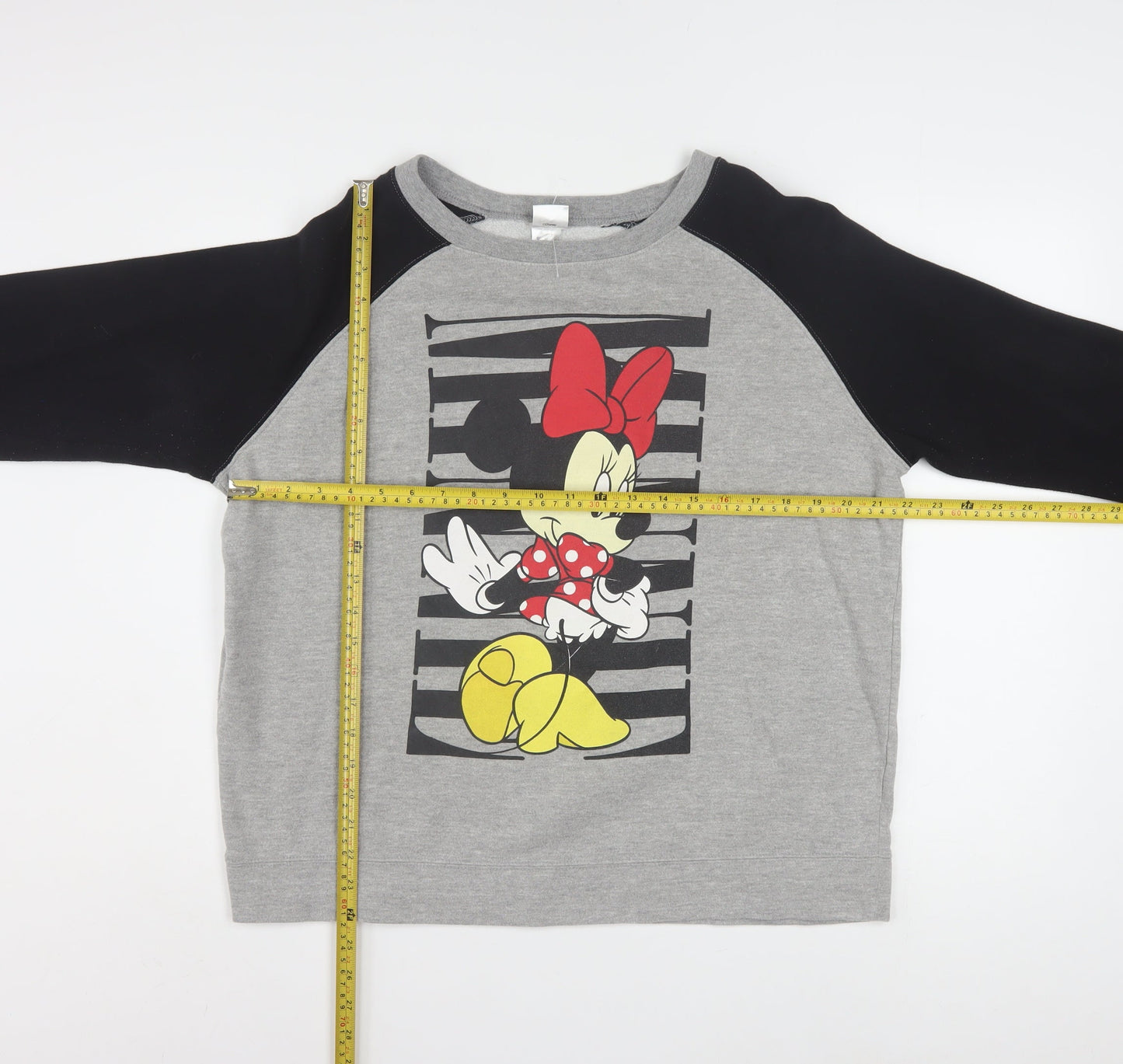 Disney Women’s Grey Black Minnie Mouse Pullover Sweatshirt XL