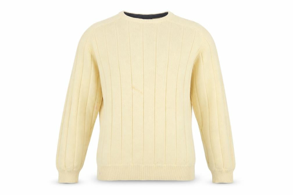 Nautica Mens Beige Cotton Ribbed Crew Neck Pullover Jumper XL