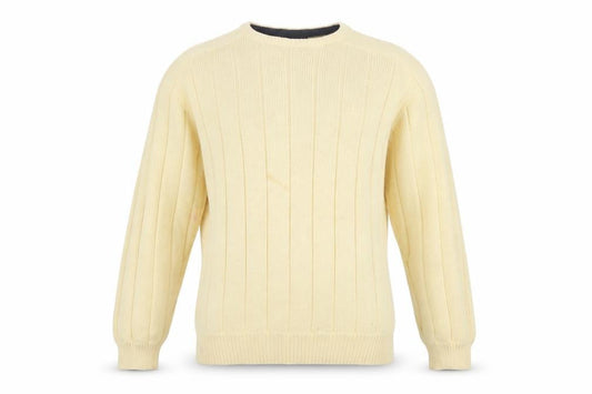 Nautica Mens Beige Cotton Ribbed Crew Neck Pullover Jumper XL