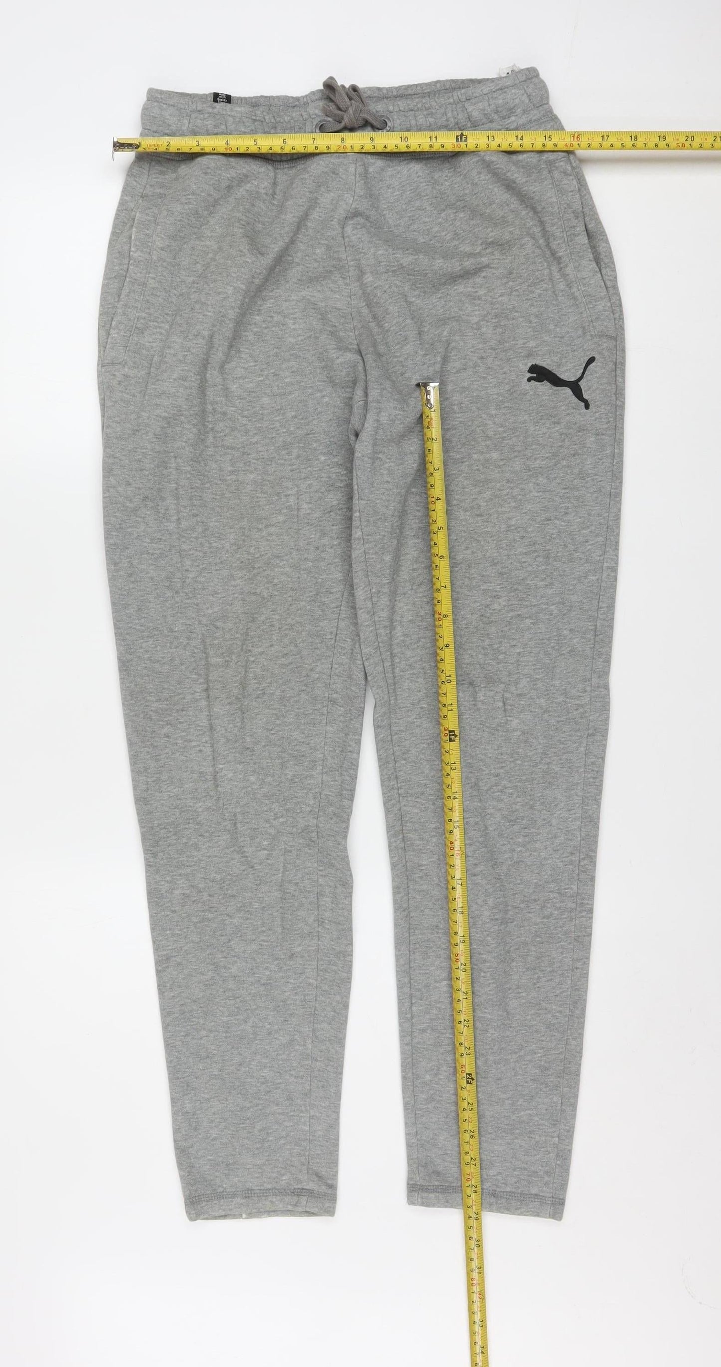 Puma Mens Grey Small Jogger Sweatpants Tapered Fleece Activewear