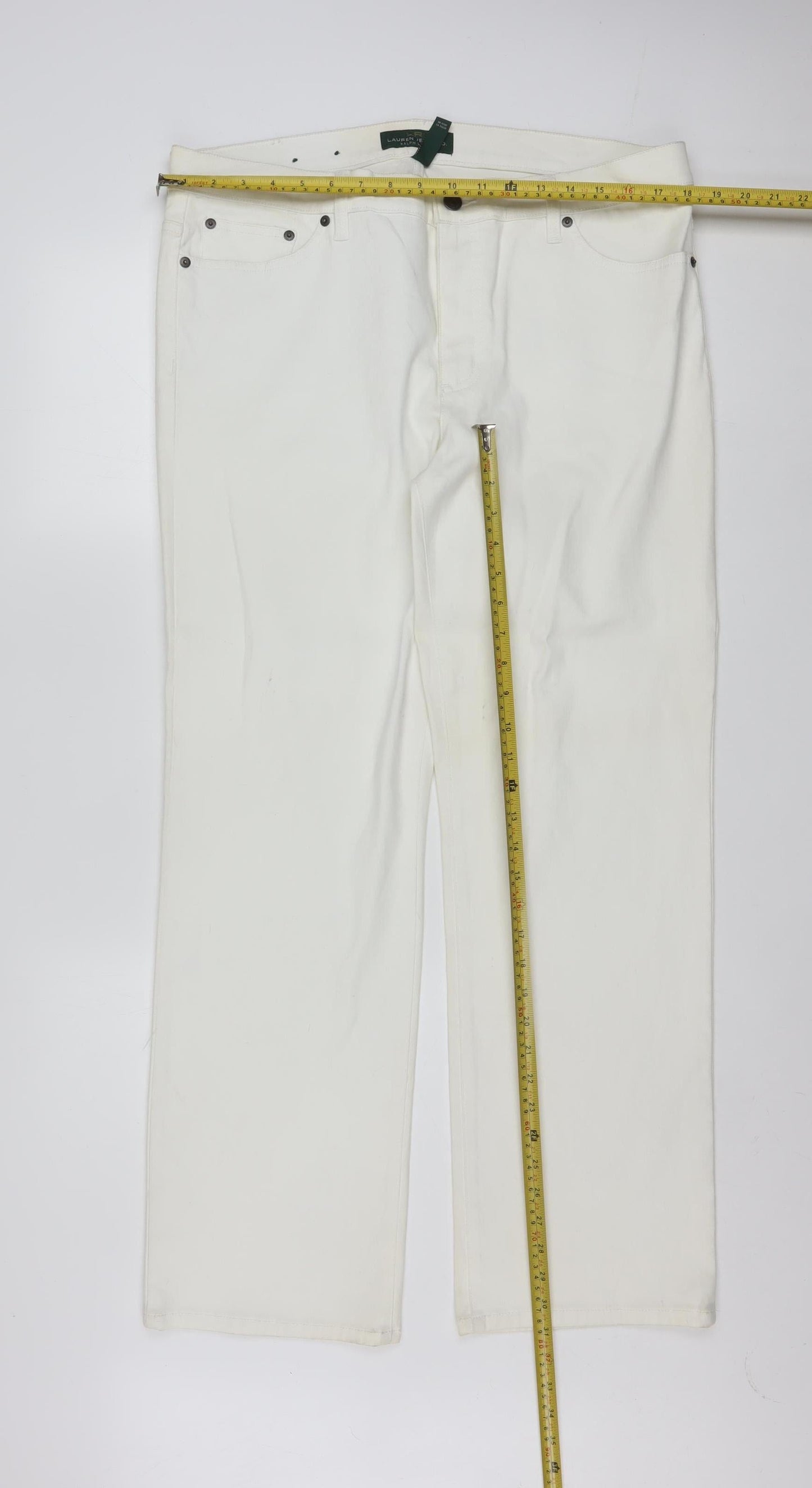 Ralph Lauren LRL Women's White Straight Leg Jeans Size 16 Regular Fit