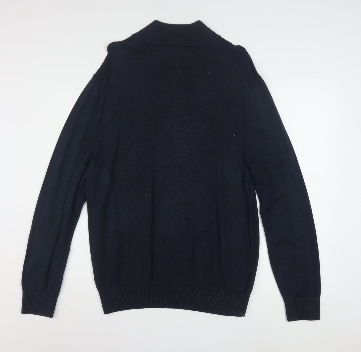 Nautica Men's Blue 1/4 Zip High Neck Cotton Blend Jumper L