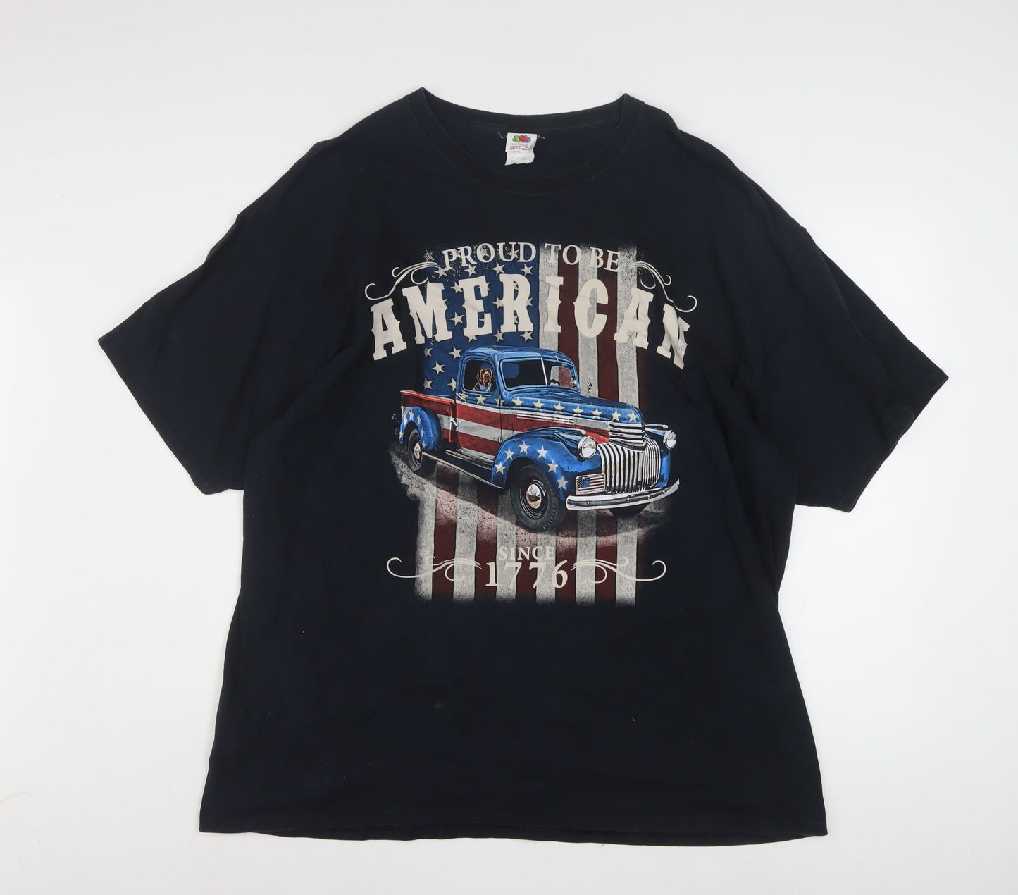 Fruit of the Loom Men's Black Proud to be American Graphic T-Shirt XXL