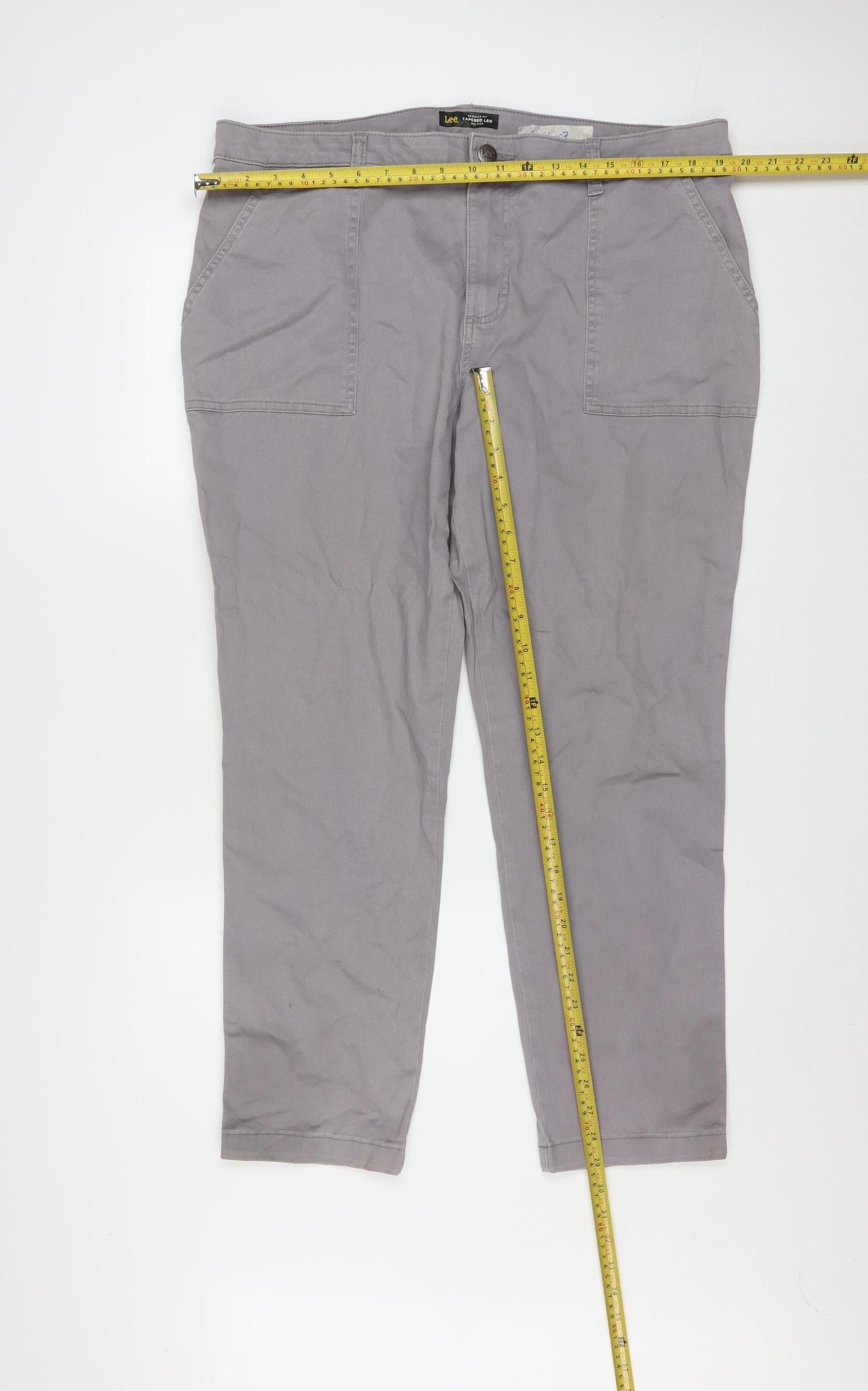 Lee Women’s Grey Chino Cotton Stretch Trousers Size 18 Medium