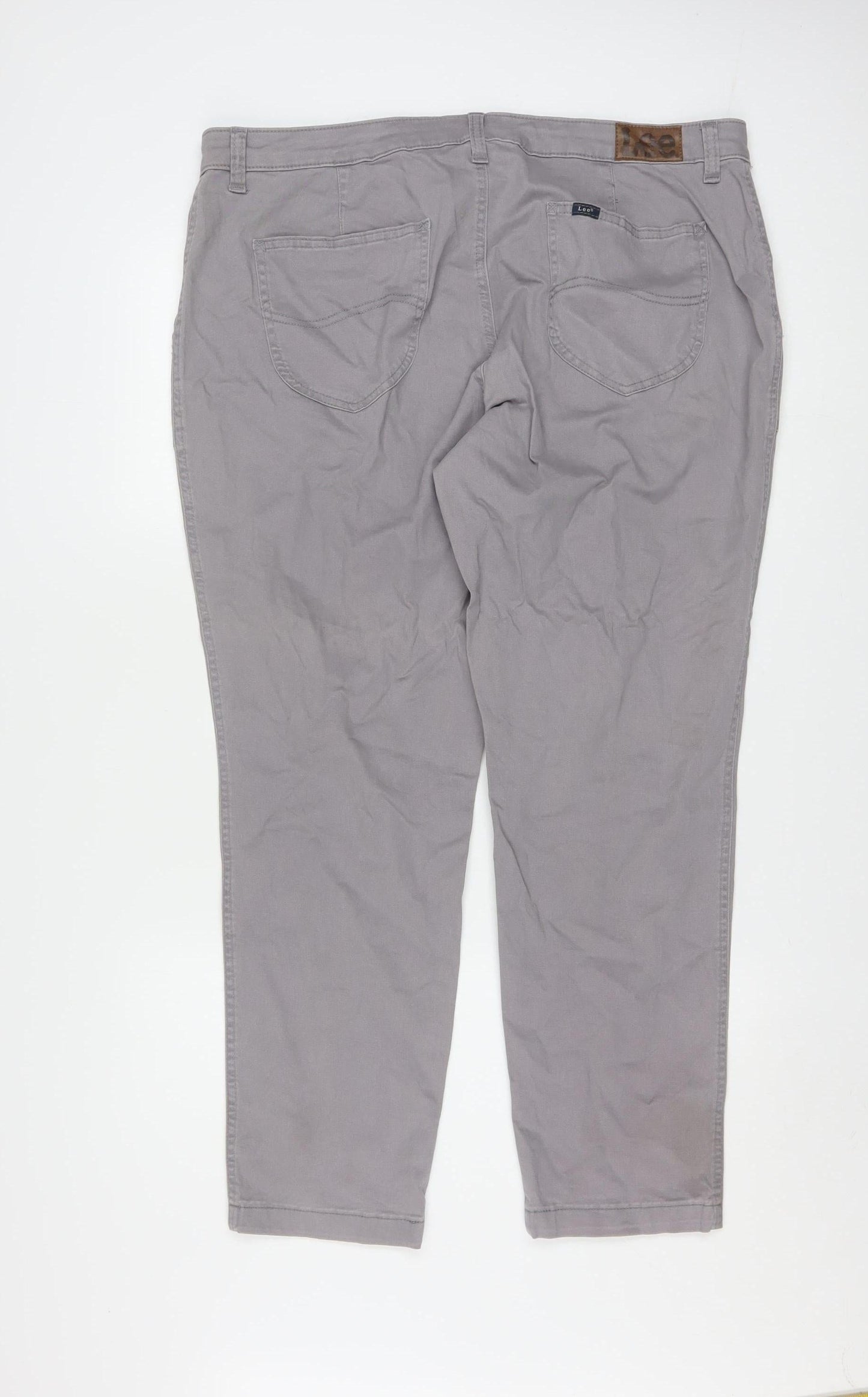 Lee Women’s Grey Chino Cotton Stretch Trousers Size 18 Medium