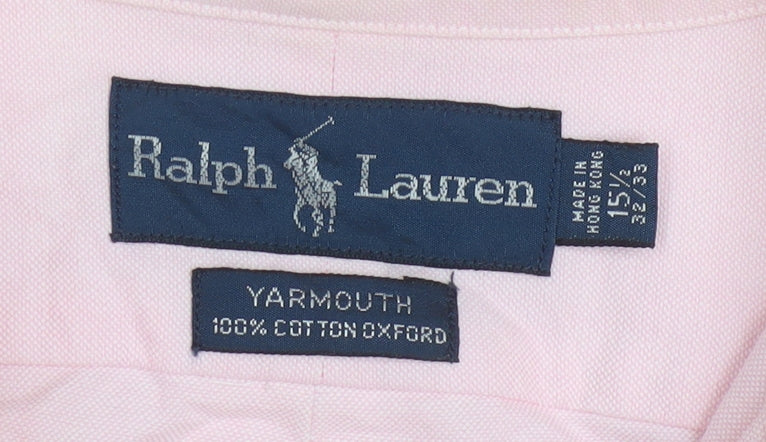 Ralph Lauren Men's Pink Cotton Oxford Button-Up Shirt 15.5 Classic Fit