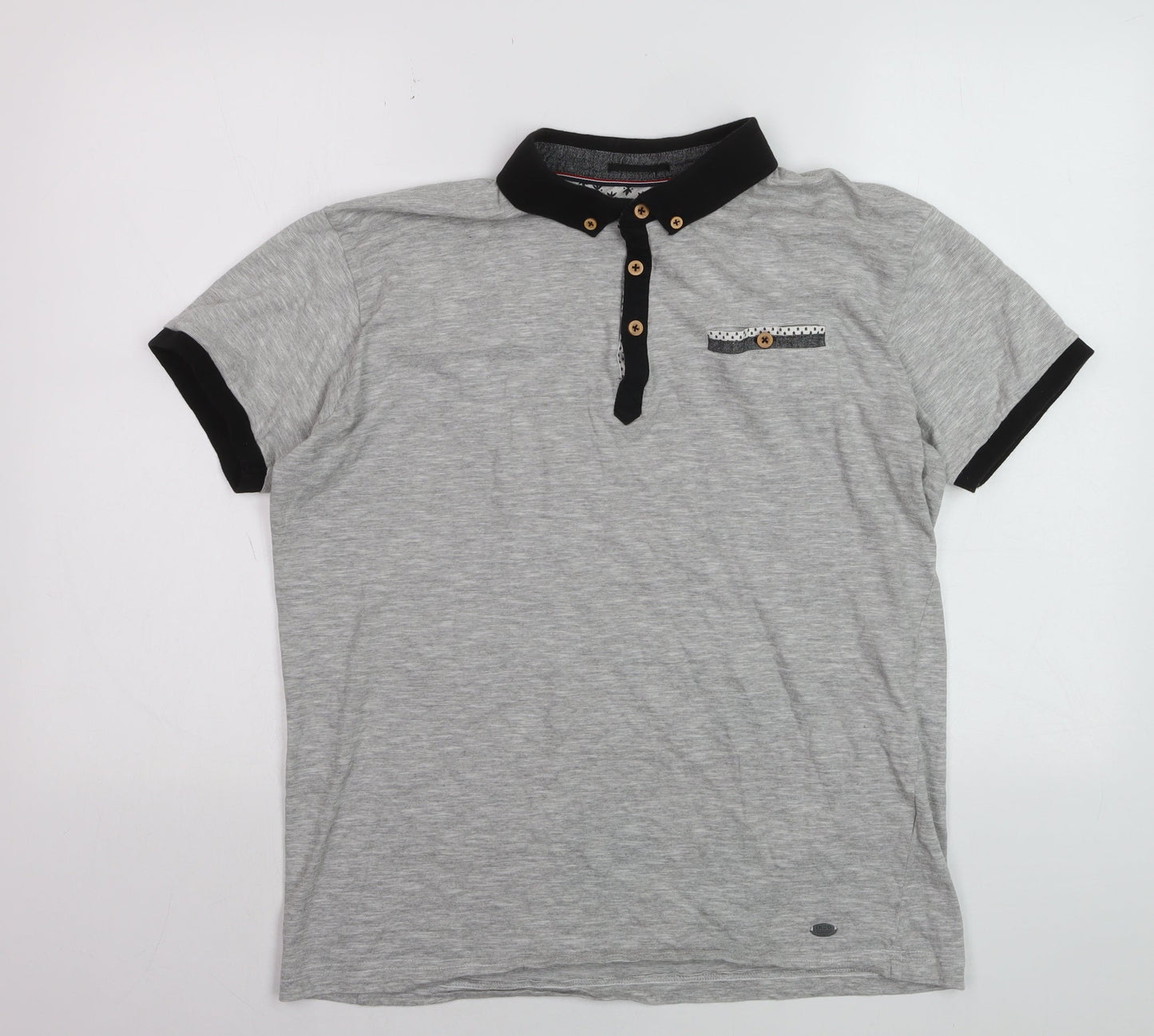 Inside Youth Mens Grey Polo Shirt Size L Short Sleeve Cotton