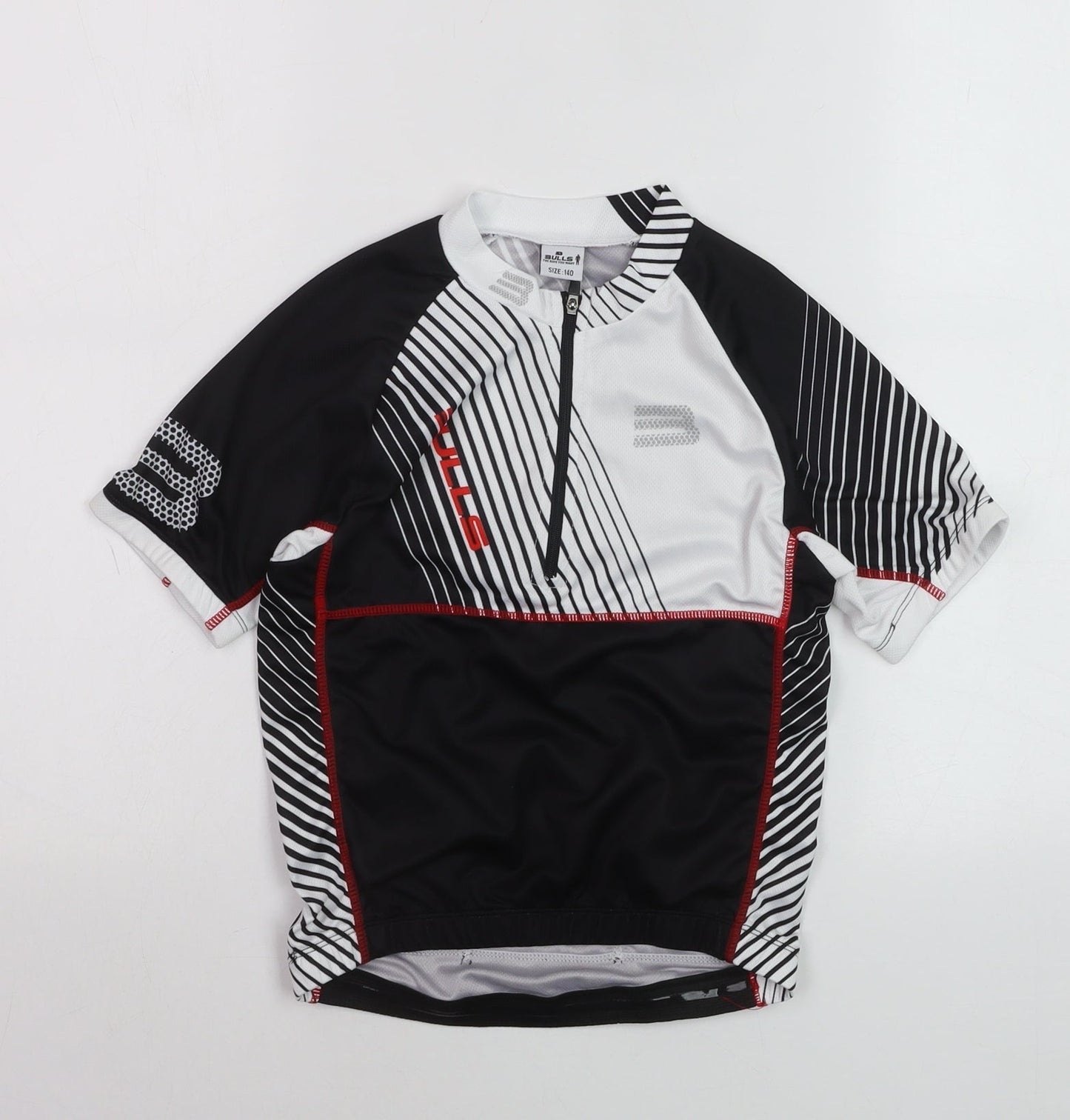 Bulls Boys Black Cycling Jersey 1/4 Zip Short Sleeve Size 140