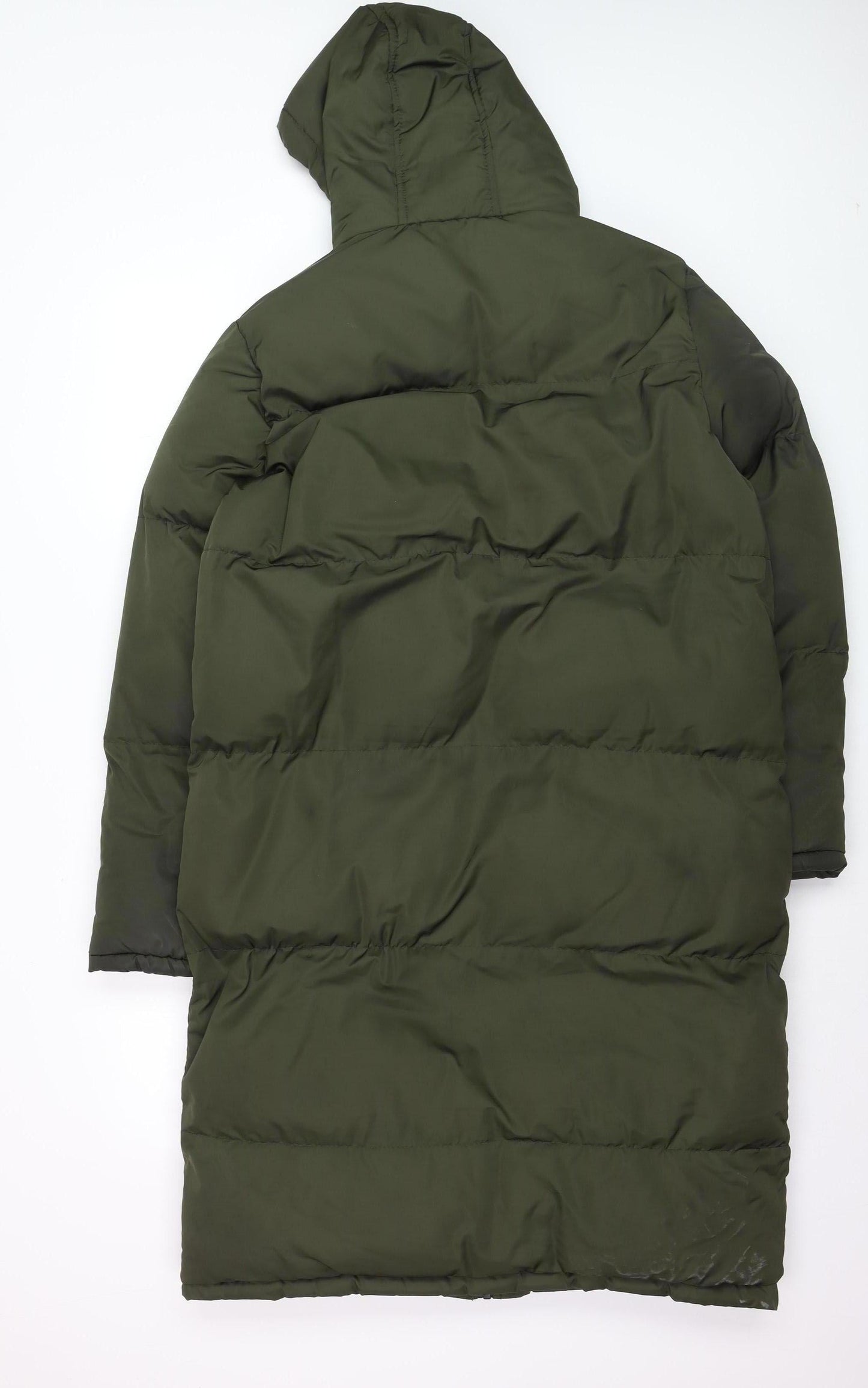 Brave Soul Women's Green Hooded Long Puffer Coat Size 12 Winter Warm