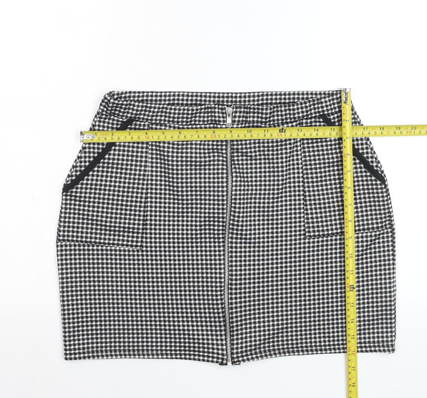 PrettyLittleThing Women’s Black Check Stretch Pencil Skirt Size 16