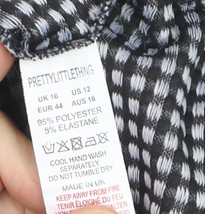 PrettyLittleThing Women’s Black Check Stretch Pencil Skirt Size 16