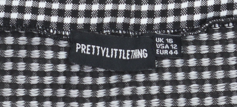 PrettyLittleThing Women’s Black Check Stretch Pencil Skirt Size 16