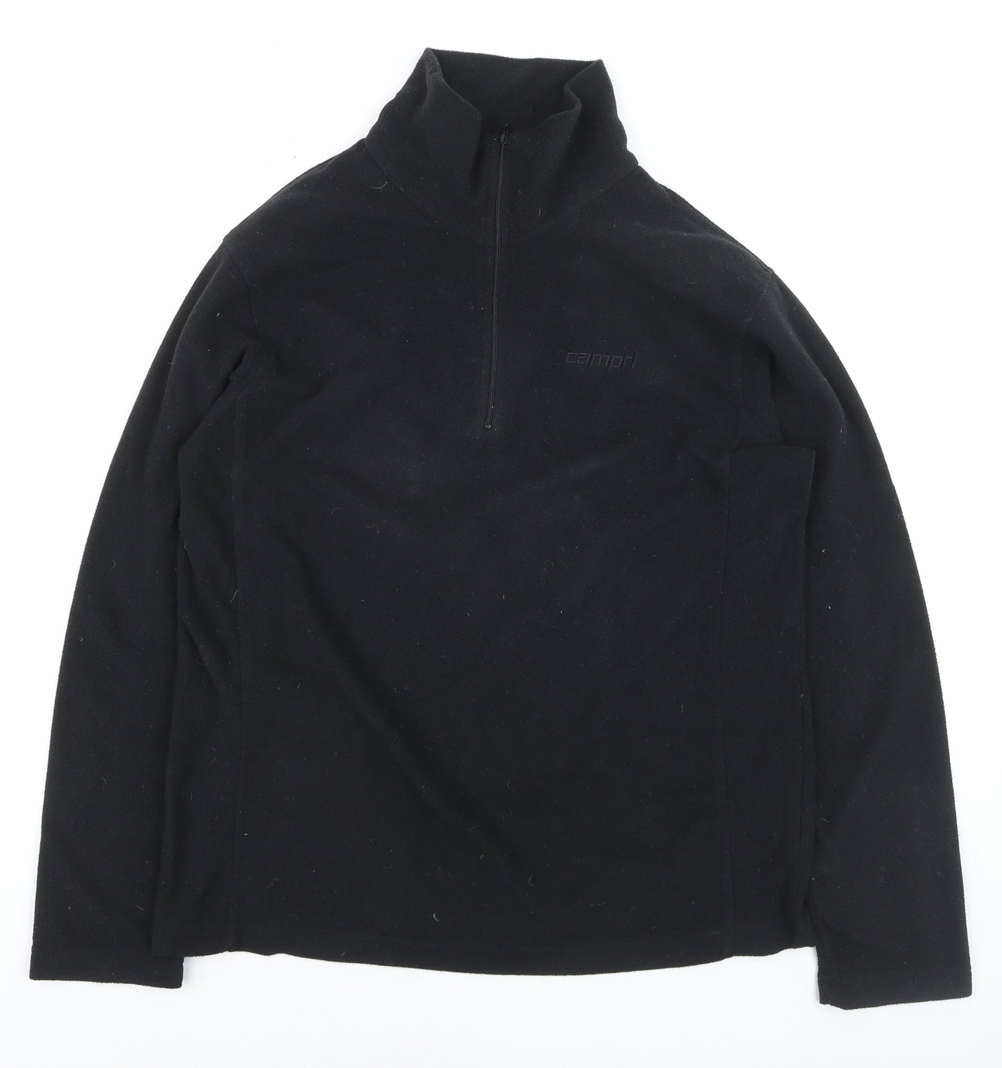 Campri Mens Black Fleece 1/4 Zip Pullover Sweatshirt L