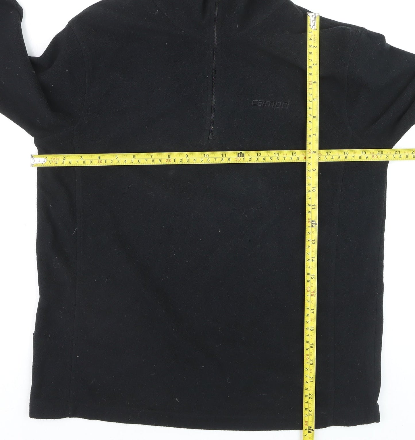 Campri Mens Black Fleece 1/4 Zip Pullover Sweatshirt L