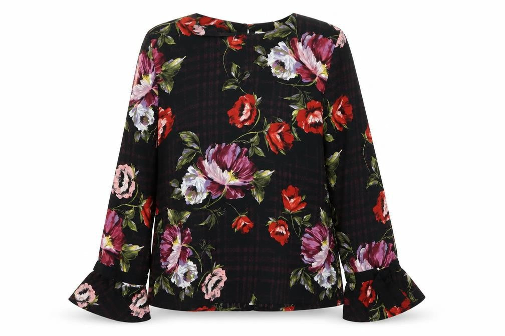 Warehouse Womens Multicoloured Floral Bell Sleeve Blouse Size 8