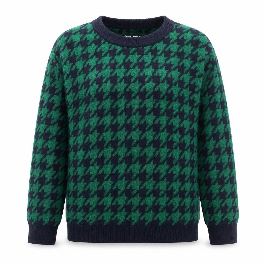 Rant & Rave Women's Green Houndstooth Knit Pullover Jumper Size 16