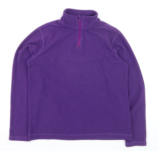 Lands' End Girls Purple Fleece 1/4 Zip Pullover Sweatshirt 10-11 Years