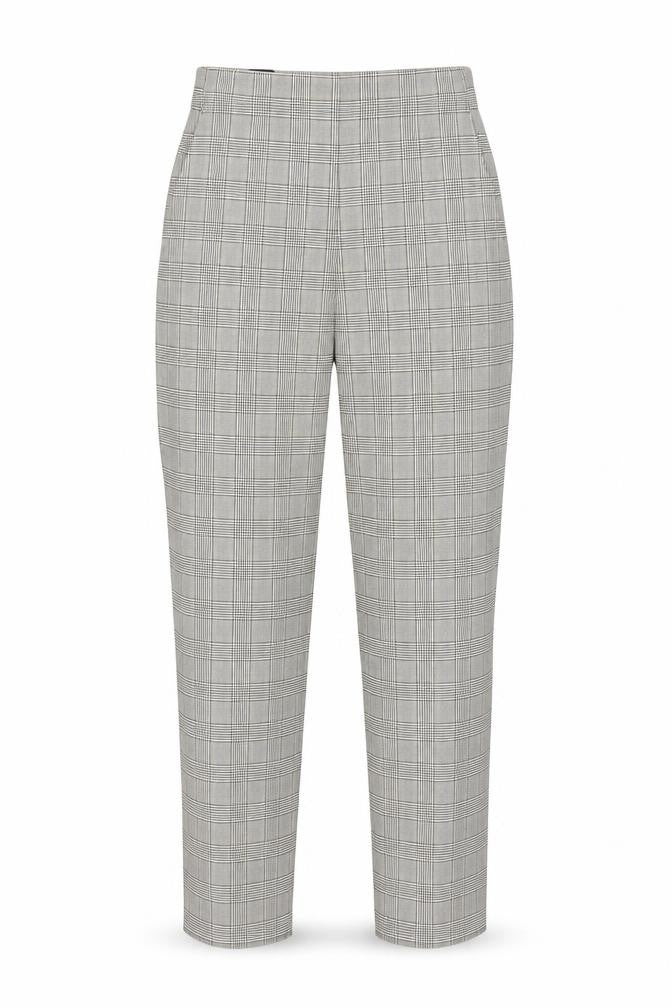 Primark Women’s Grey Checked Tapered Chino Trousers Size 6