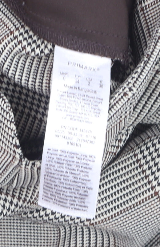 Primark Women’s Grey Checked Tapered Chino Trousers Size 6