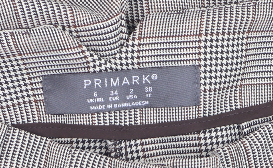 Primark Women’s Grey Checked Tapered Chino Trousers Size 6