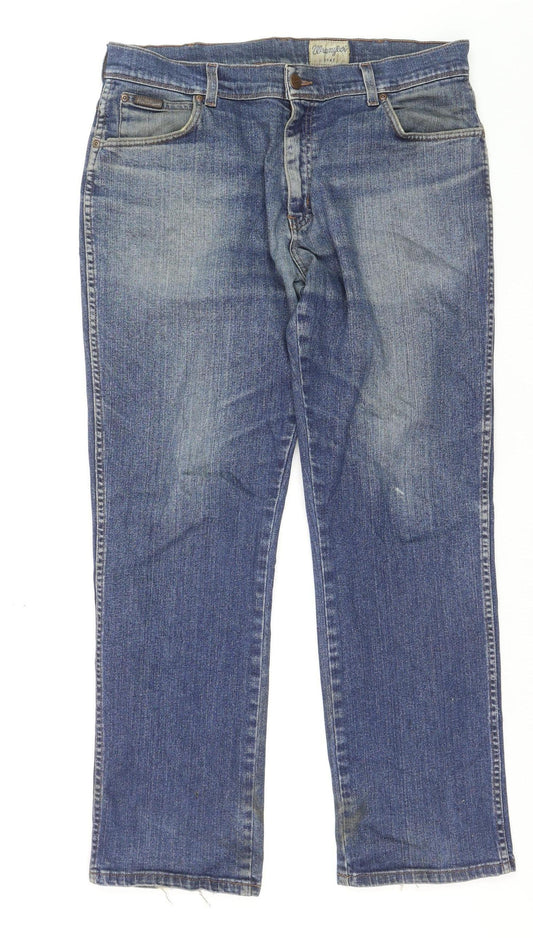 Wrangler Men's Blue Straight Denim Jeans W36 L30 Texas Stretch