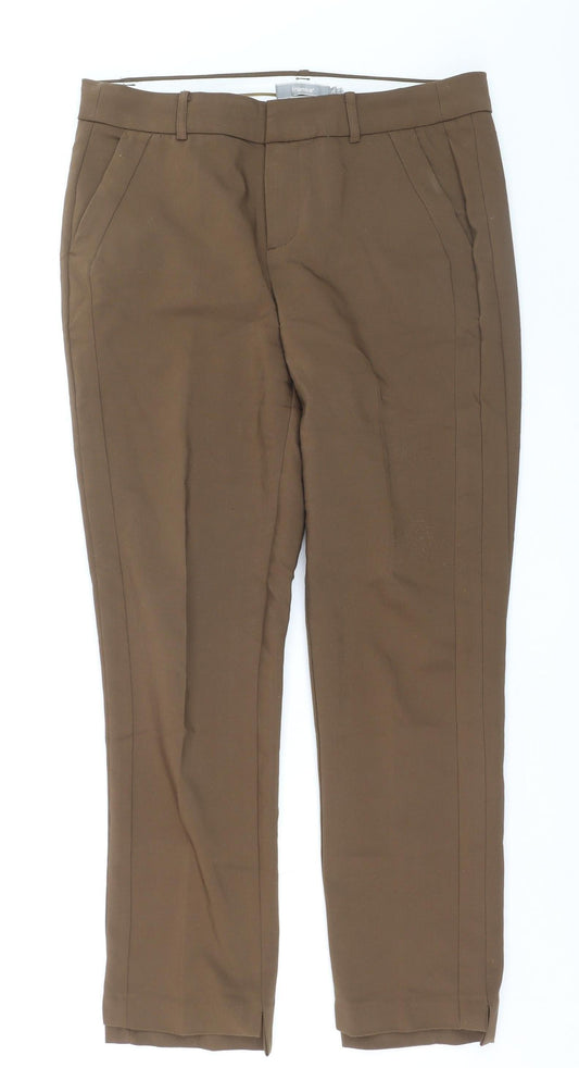 Fransa Womens Brown Dress Pants Size 12 Straight Leg Work Trousers