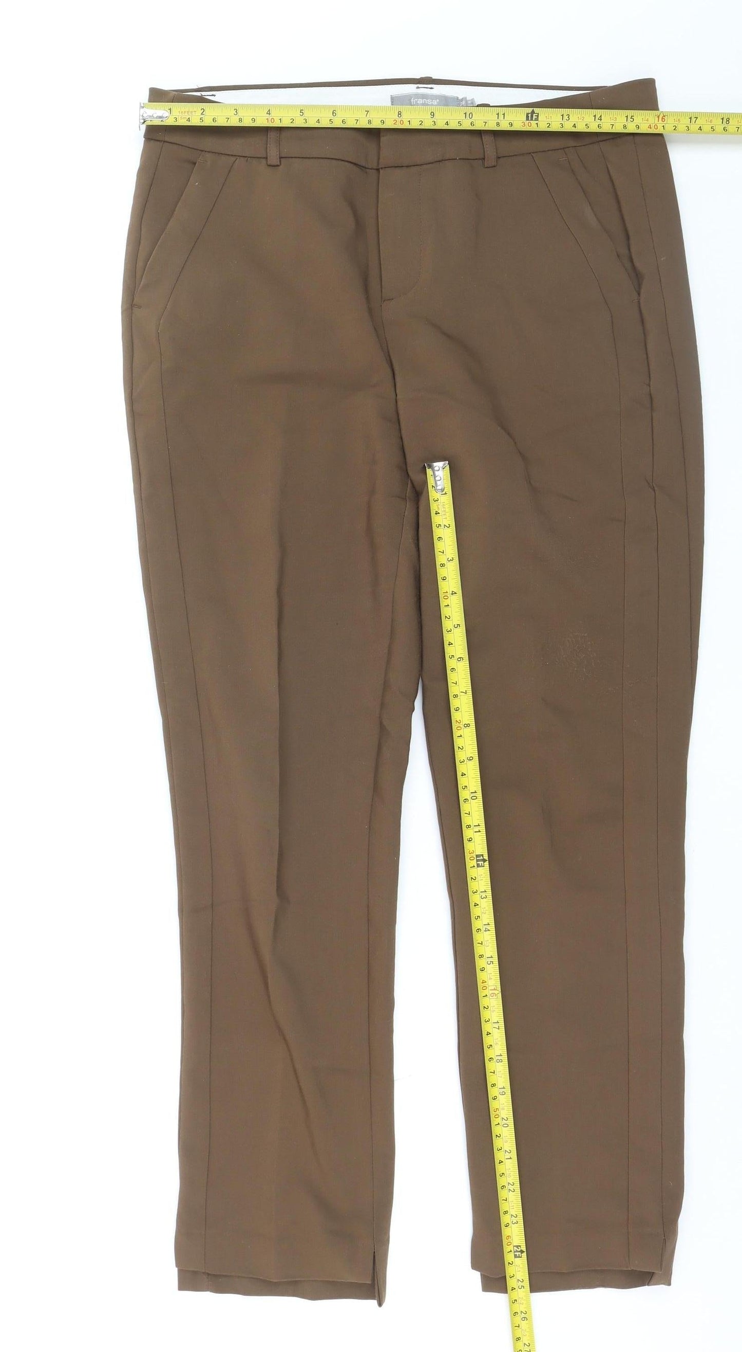 Fransa Womens Brown Dress Pants Size 12 Straight Leg Work Trousers