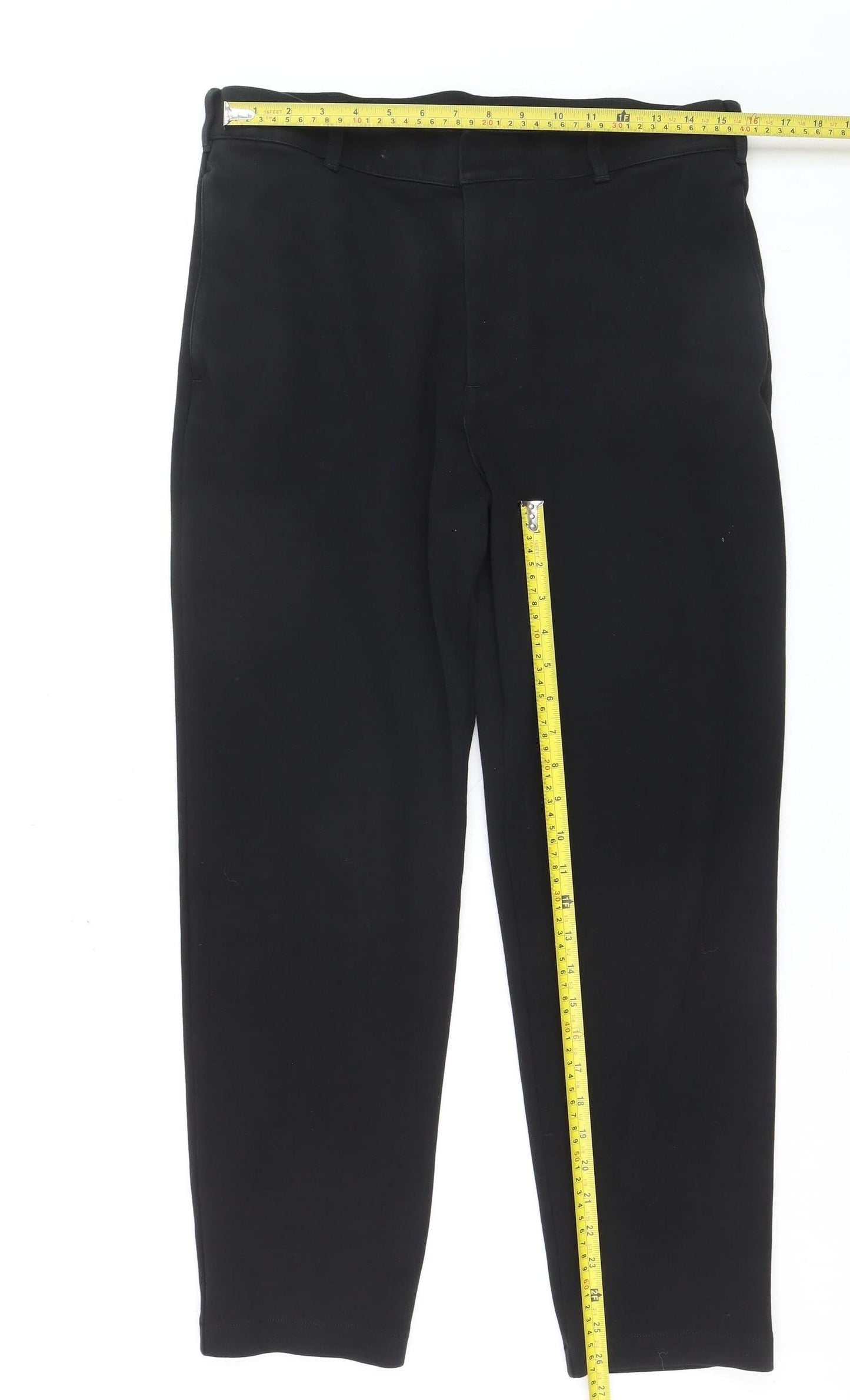 COS Women's Black Cotton Straight Leg Trousers Size 22
