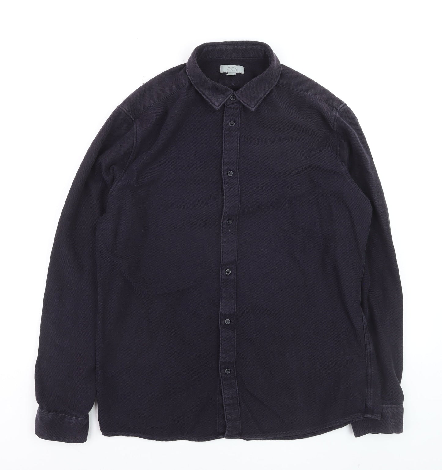 COS Men's Black Cotton Twill Button-Up Long Sleeve Shirt M