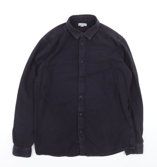 COS Men's Black Cotton Twill Button-Up Long Sleeve Shirt M