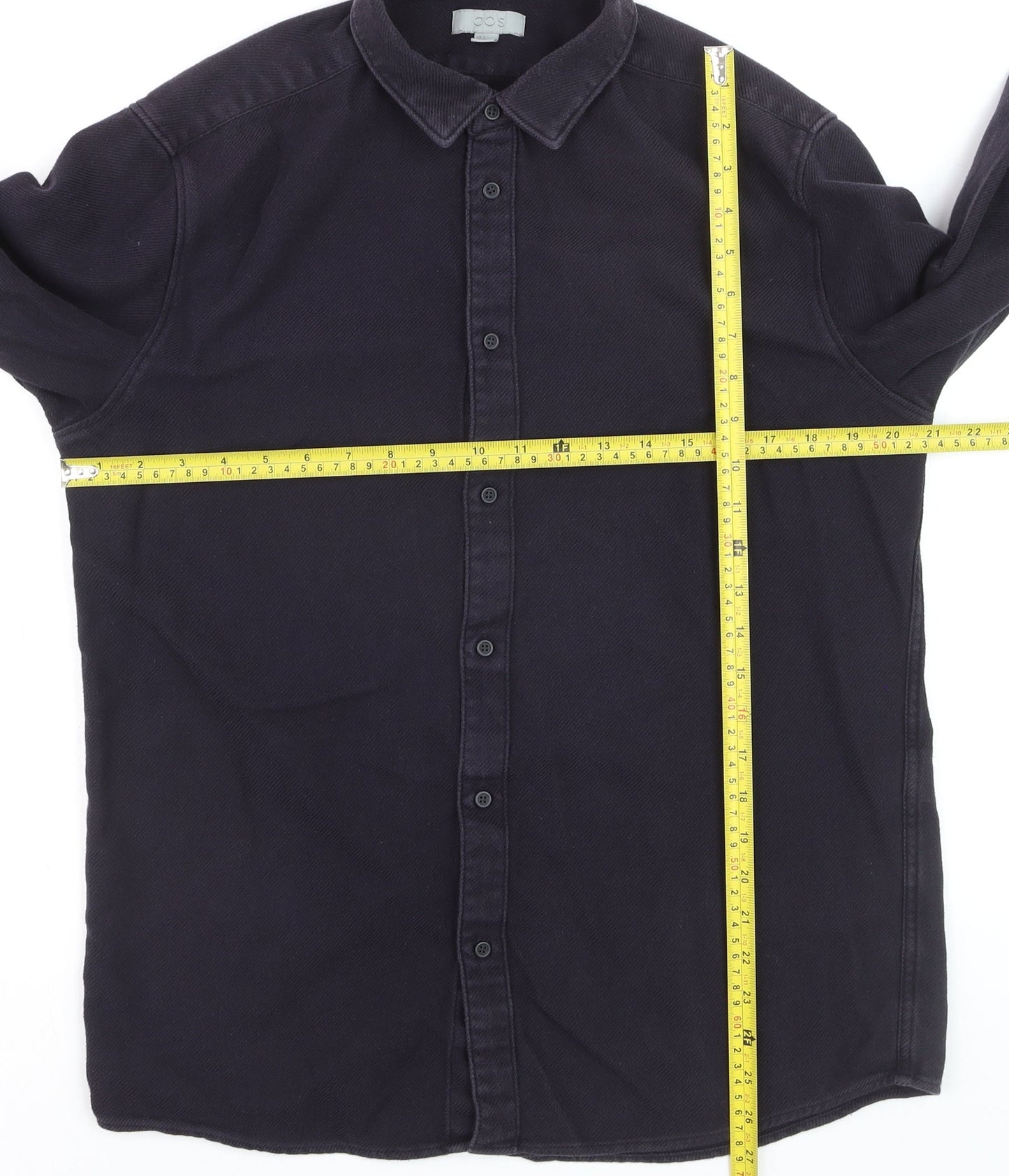 COS Men's Black Cotton Twill Button-Up Long Sleeve Shirt M