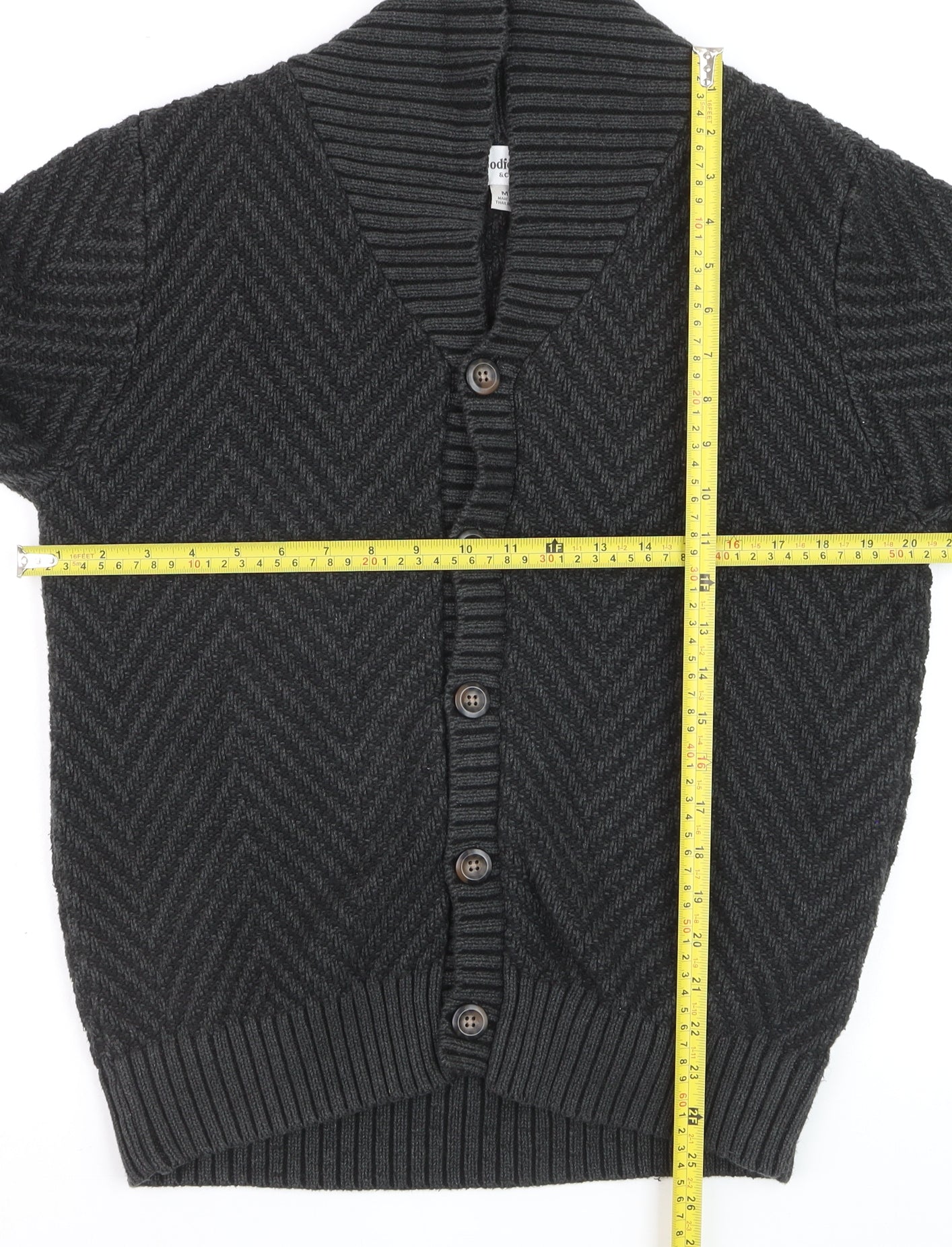 Goodfellow & Co Men’s Grey Herringbone Knit Button Cardigan M