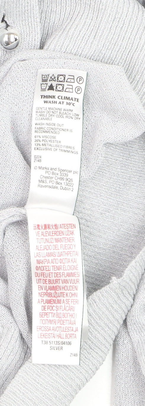Marks and Spencer Women’s Silver Cardigan Size 16 Crew Neck Knitwear