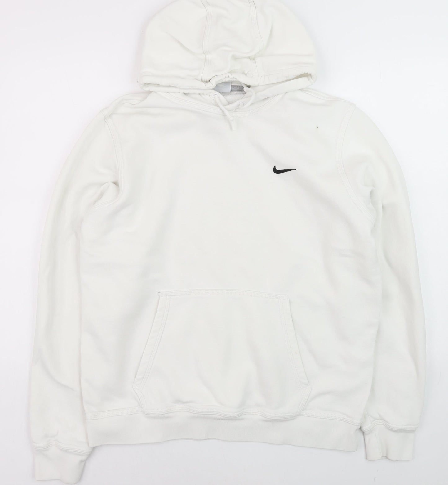 Nike Men's White Pullover Hoodie L Fleece Logo Sweatshirt