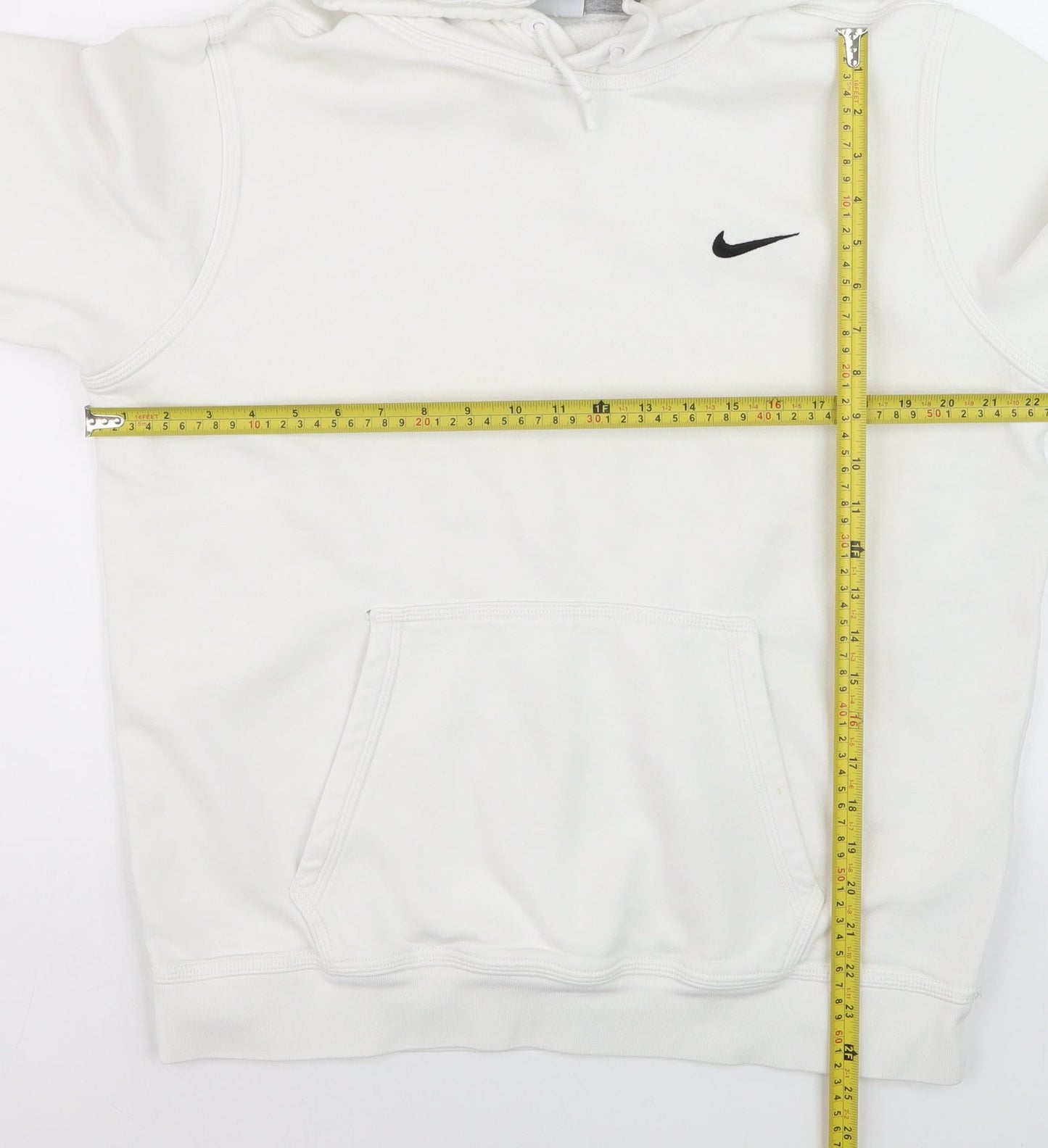 Nike Men's White Pullover Hoodie L Fleece Logo Sweatshirt