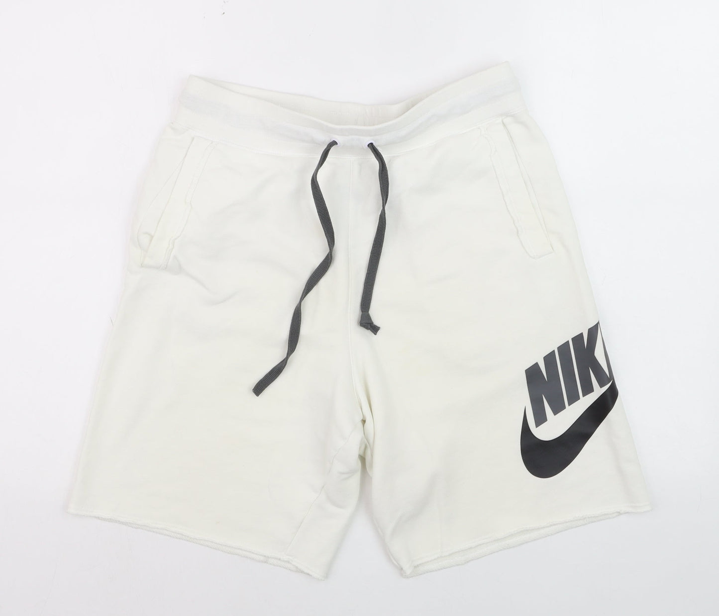 Nike Men's White Sweat Shorts Size S with Drawstring Waist