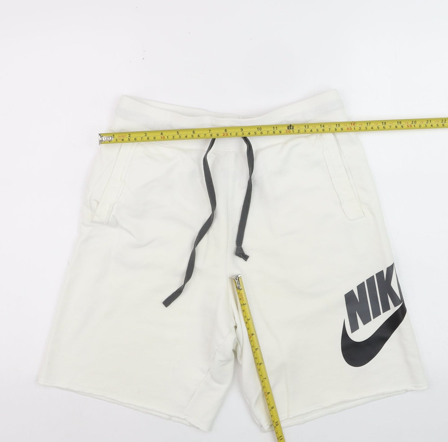 Nike Men's White Sweat Shorts Size S with Drawstring Waist