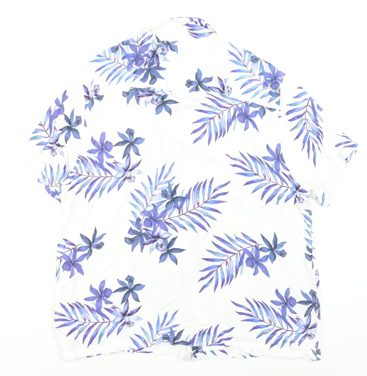 Burton Menswear London Men's White XL Tropical Floral Short Sleeve Shirt