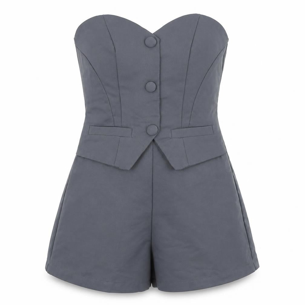 Forever 21 Women’s Grey Strapless Jumpsuit XS Polyester Playsuit