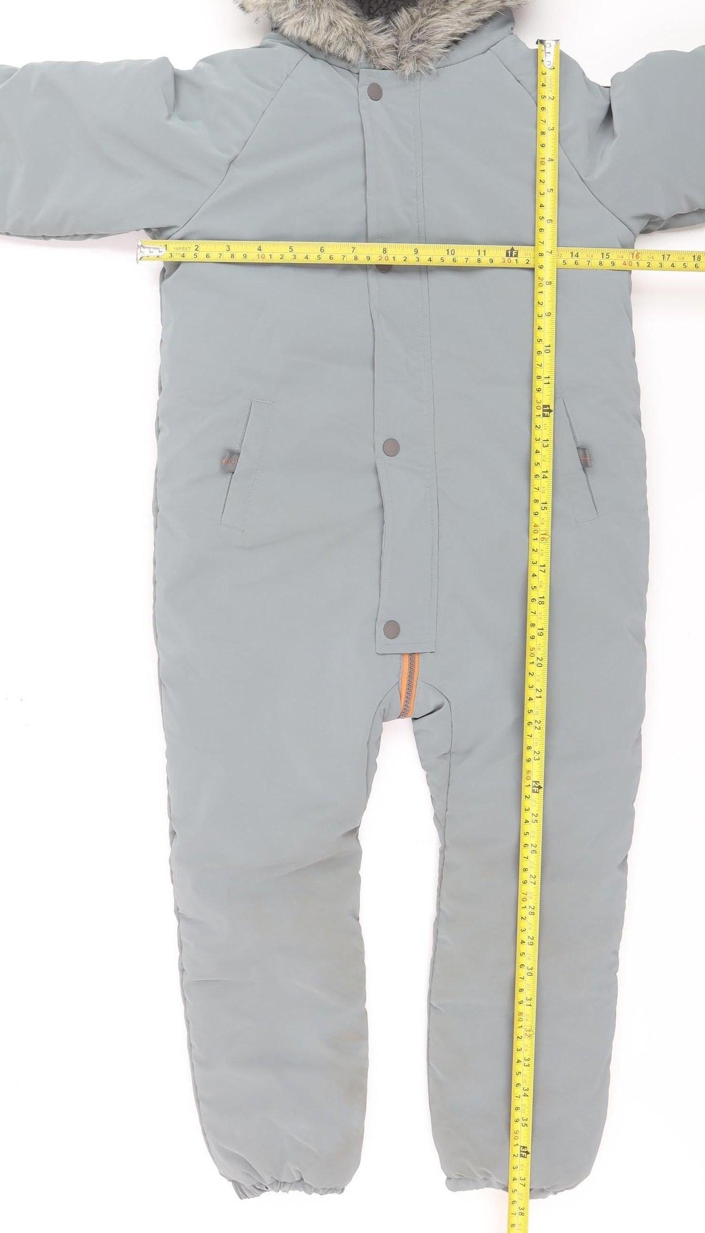 FatFace Boys Grey Waterproof Hooded Snowsuit 5-6 Years Winter Padded Outerwear