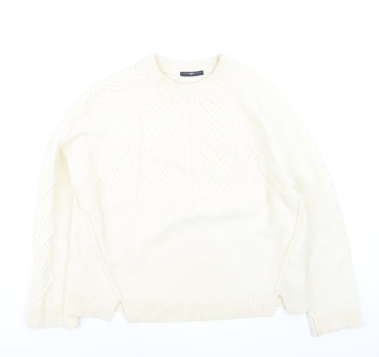 HIGH Women’s Ivory Wool Cable-Knit Jumper Size L