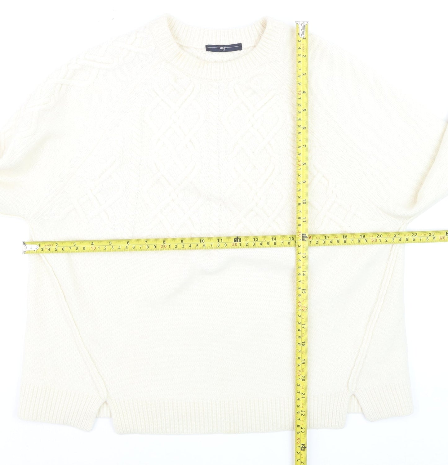 HIGH Women’s Ivory Wool Cable-Knit Jumper Size L