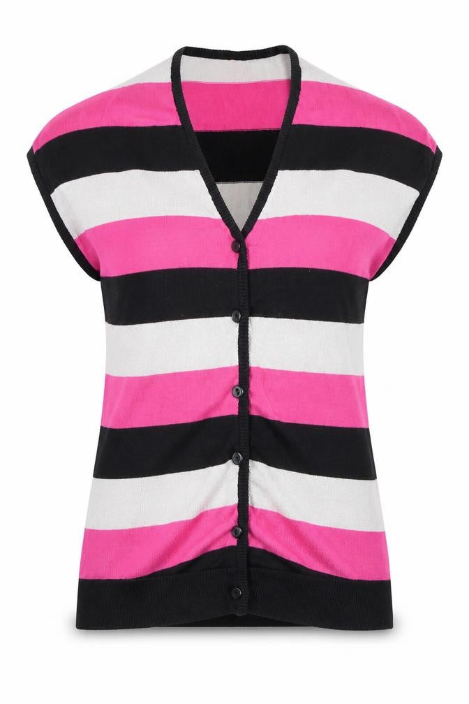 Dunnes Womens Multicoloured Striped Knit V-Neck Cardigan Size 8