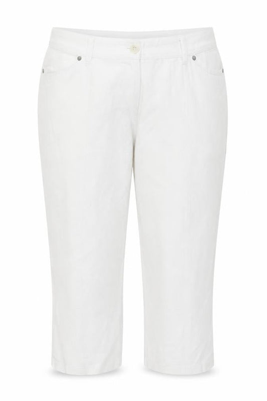 Micha Women White Cropped Relaxed Jeans Size 18 Ramie Fabric