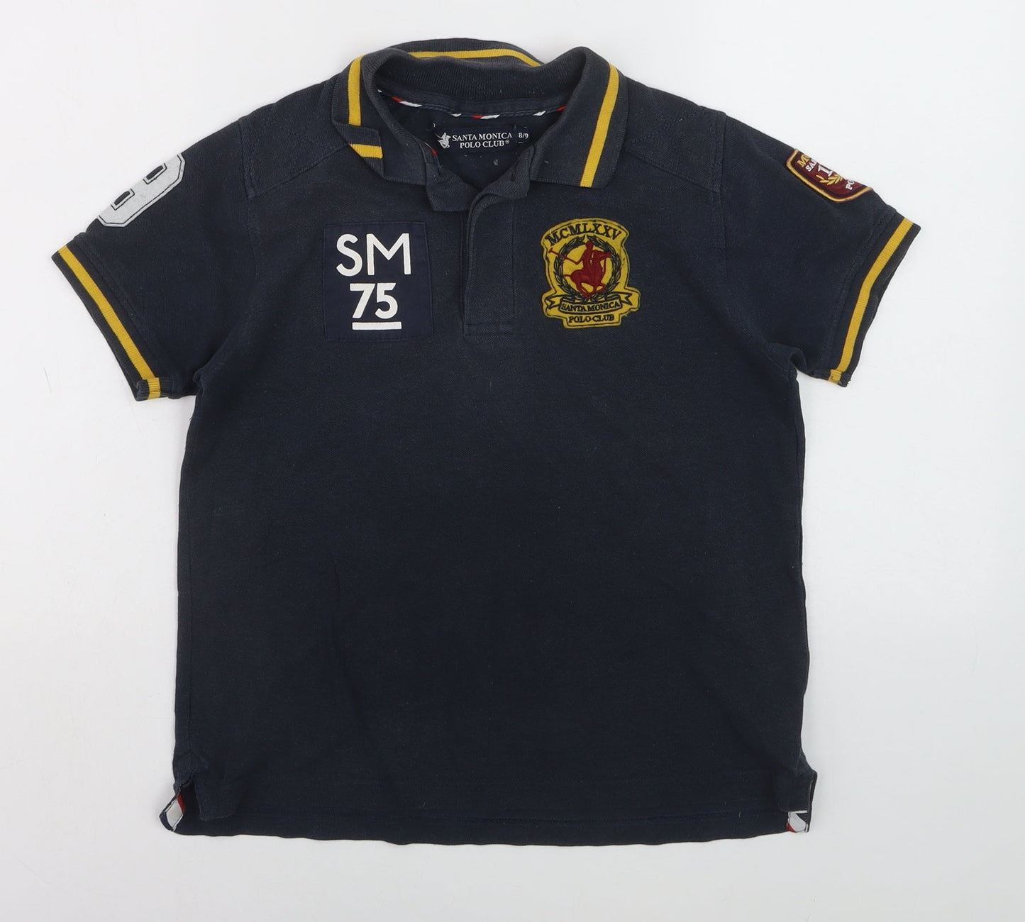 Santa Monica Polo Club Boys Blue 8-9 Years Embroidered Polo Shirt