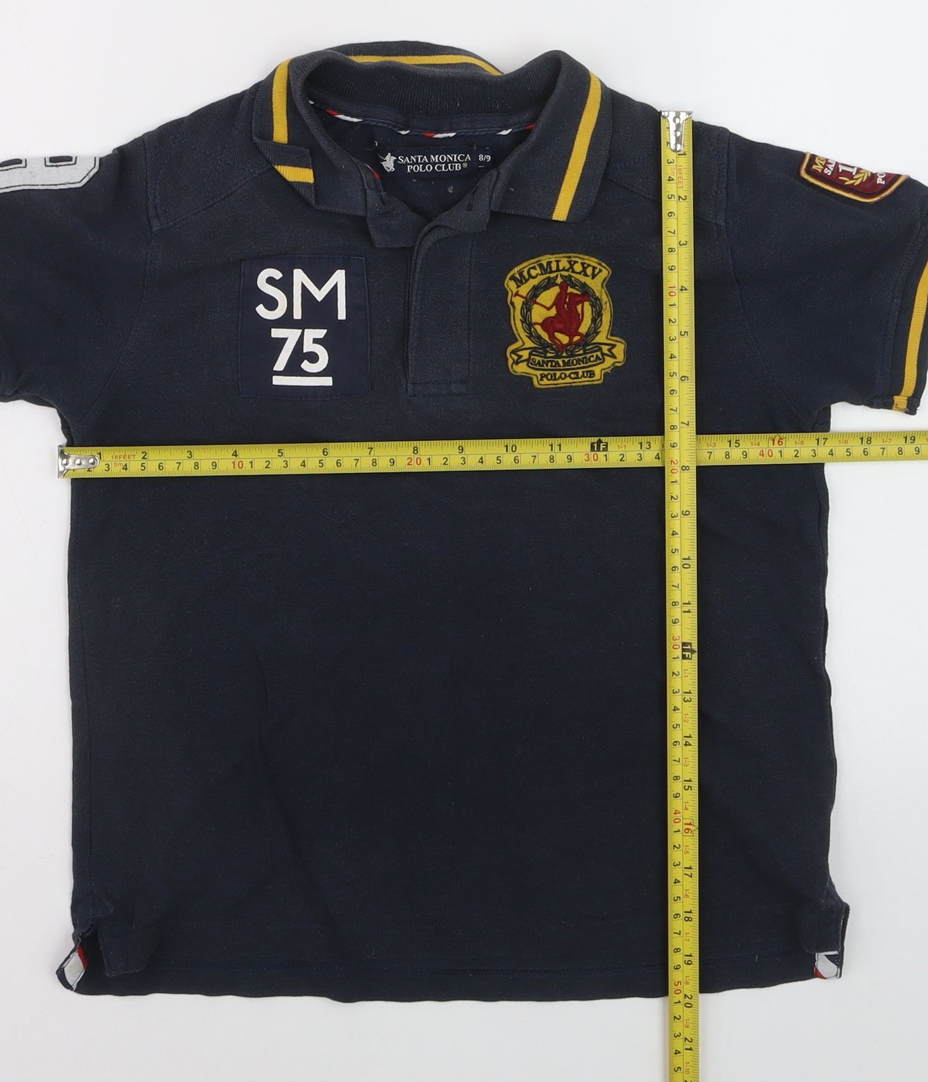 Santa Monica Polo Club Boys Blue 8-9 Years Embroidered Polo Shirt